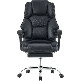 Trisens Bürostuhl mit Fußstütze und flexiblen 3-Punkt-Armlehnen - Schreibtischstuhl in Lederoptik mit Chrom-Base - ergonomischer Bürostuhl mit verstellbarer Rückenlehne