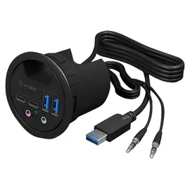 Icy Box IB-HUB1403B 4 Port USB 3.0 Tisch-Hub mit Type-C®, Type-A und Audio Ein-/Ausgang
