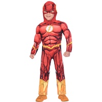 amscan - Kinderkostüm The Flash, Overall mit ausgepolsterter Brust, Maske, Serie, DC Super Heroes, Motto-Party, Karneval