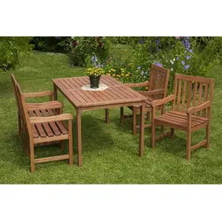 MERXX Gartenmöbel »Santos«, 4 Sitzplätze, Eukalyptusholz - beige