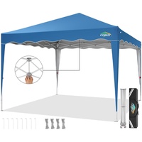 COBIZI Pavillon 3x3, Faltpavillon 3x3 Wasserdicht Stabil, 275 cm Partyzelt UV-Schutz 50+ Pavillion Klappbar 3x3m mit Wellenmuster für Camping Strand Familientreffen,(Blau)