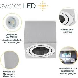 Sweet Led Aufbauspots flach 50mm silber 4x Deckenspots alu LED strahler eckig