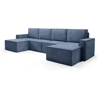 BETTSO klassisch Eckesofa Kord modular ORTO blau - Blau