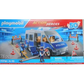 Playmobil Action Heroes Polizeibus mit Straßensperre 71716