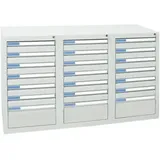 Stumpf Schubladenschrank Serie ESTA, 21 Schubladen lichtgrau (18x100, 3x200mm)