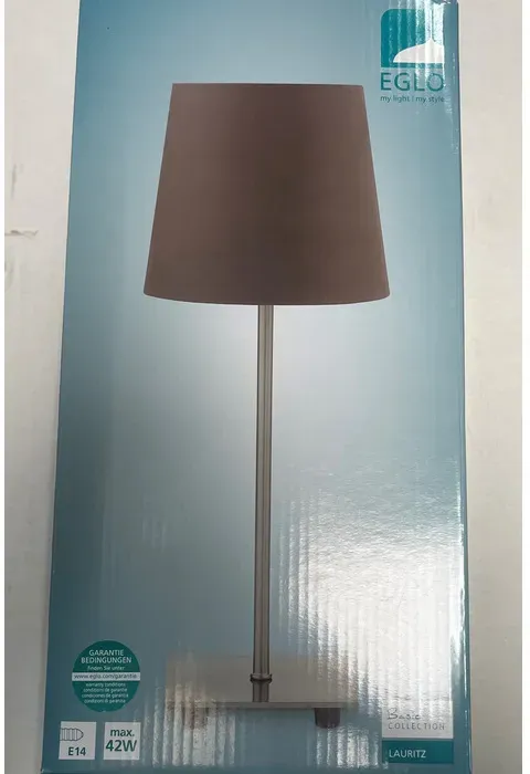 Eglo Tischleuchte LAURITZ mit braunem Stoffschirm