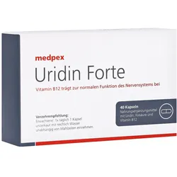 medpex Uridin Forte Kapseln - Mit Folsäure & Vitamin B12 zur Unterstützung des Nervensystems, 40 St