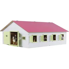 Kids Globe Pferdestall 1:24 mit 7 Boxen, Holz, rosa