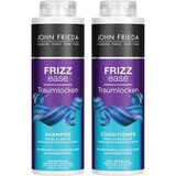 John Frieda Traumlocken Shampoo/Conditioner Vorteils-Set - Inhalt: 1x Shampoo 500ml & 1x Conditioner 500 ml - Nachfüllbar - Frizz Ease Serie - Für lockiges & welliges Haar