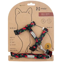 Amiplay Geschirr + Leine für Katze BeHappy M Cherry