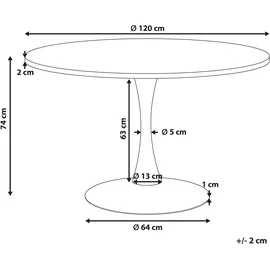 Beliani Esszimmertisch Weiß / Gold Marmor Optik Rund 120 cm MDF-Platte Metall Modern Minimalistisch
