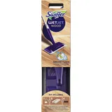 Swiffer WetJet Wood Besen Komplettset 5 Wood Tücher + 1 Flüssigreiniger Wood + 4 Batterien, entwickelt für Holzböden