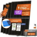 Solarway All In One 1760W Balkonkraftwerk komplett Solarpaket mit 1,6 kWh Anker Solix 2 PRO Speicher, Plug&Play