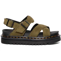 Plateausandale DR. MARTENS "Voss", Damen, Gr. 40, grün (khaki), Veloursleder, modisch, Schuhe, Plateausandale, Sandale, Sommerschuh mit Schnallenverschluss