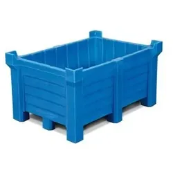 Stapelbehälter PolyPro aus PE, 260 Liter Inhalt, 240 Liter Auffangvolumen, geschlossen, blau
