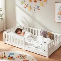 [en.casa] Bodenbett Tanna mit Matratze 80x160 cm Weiß