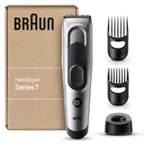 Braun Series 7 Haarschneider Herren, Haarschneidemaschine (versandfertige Verpackung), 17 Längeneinstellungen, ultrascharfe Klingen, 2 Kammaufsätze, 50 Min. NiMH-Akku Laufzeit, abwaschbar, HC7390