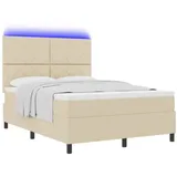 vidaXL Boxspringbett mit Matratze & LED Beige 140x200 cm Stoff