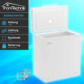 Tronitechnik TroniTechnik® Gefriertruhe Kühltruhe BORGAR PRO mit 2in1 Gefrier- und Kühlfunktion 160 Liter, 184kwh/Jahr, LED, Griff