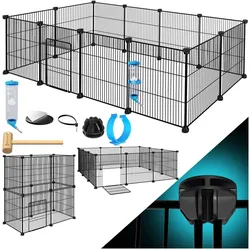 KESSER® Freigehege Gittergehege für Kaninchen aus Metallgitter XXL inkl. Tür & Trinkflasche Kleintiergehege Meerschweinchen Gehege Freilauf, Kleintierkäfig Laufgitter Hasenstall für Innen - draußen