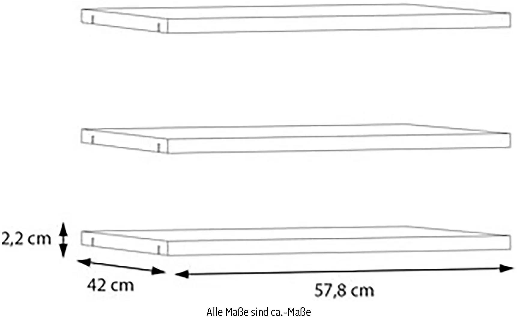 Einlegeboden FORTE, grau (textilstruktur grau), B:57,8cm H:42cm T:2,2cm, Holzwerkstoff, Einlegeböden, Einlegeboden, Einlegeböden 2,2 cm Stärke, optional bestellbar, 3er Set
