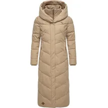 Ragwear Damen Wintermantel warmer Steppmantel extralang mit Kapuze Natalka Extralong Intl Taupe24 Gr. S - S