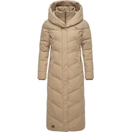 Ragwear Damen Wintermantel warmer Steppmantel extralang mit Kapuze Natalka Extralong Intl Taupe24 Gr. S - S