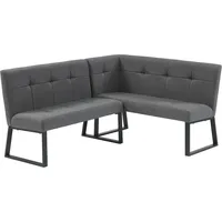 OTTO home Eckbank OTTO HOME "Geranie, Sitz -und Rücken gepolstert, Knopfheftung", grau (anthrazit), B:184cm H:87cm T:61,5cm, Polyester, Sitzbänke, Eckbank, zwei Bezugsstoffe, zwei Stofffarben, pulverbeschichtetes Metallgestell