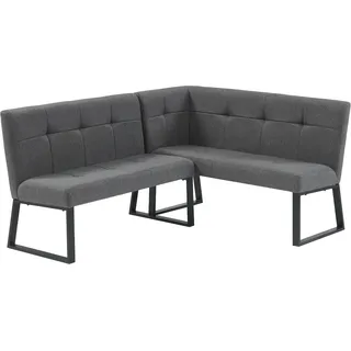 OTTO home Eckbank OTTO HOME "Geranie, Sitz -und Rücken gepolstert, Knopfheftung", grau (anthrazit), B:184cm H:87cm T:61,5cm, Polyester, Sitzbänke, Eckbank, zwei Bezugsstoffe, zwei Stofffarben, pulverbeschichtetes Metallgestell