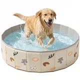 Hundepool,Faltbarer Pool für Haustiere & Kinder,Hundebadewanne mit Ablaufloch,Badewanne für Haustiere, rutschfest, für Garten, Terrasse, Innen- und Außenbereich, Partys, Hunde und Kinder (A)