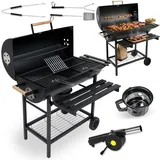 Five-Star Grill&Chill Holzkohlegrill – XXL Grillfläche 71×35 cm, verchromter Rost – Grillwagen mit Deckel, Thermometer, Aschekasten & Rädern – Für Garten-BBQ mit Smoker-Funktion