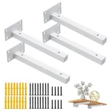 4 Stück Wandträger Regal Regalhalterung,Schwerlastträger Wandregal Warehalter,Schwimmende,Metall Regalträger Regalhalter für Wandkonsole Weiß aus Rostfreier Stahl 90kg Tragkraft (35cm/14in)