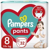 Pampers Pants Windel Größe 8 (19+ kg), 32 Stück, Windeln mit Stop- & Protect Anti-Leckage Hinten