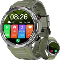 Qecnato Militär Smartwatch Herren Damen, 1.39''HD Display Fitnessuhr für Outdoor, Herzfrequenz, Schlafmonitor, 110+ Sportmodi, IP68 Wasserdicht Sportuhr, Grün