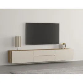 OTTO home Criss Lowboard 200 cm Beige 35,5 cm Eiche/Melamin/Metall