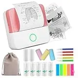 HUIJUTCHEN Mini Drucker, Wireless Bluetooth Fotodrucker Tragbarer Thermodrucker Smartphone Taschendrucker Kompatibel mit Android & iOS mit 10 Rollen Papier für Studium Notizen Fotos (Rosa)