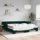 vidaXL Tagesbett Ausziehbar mit Matratzen Dunkelgrün 100x200 cm Samt