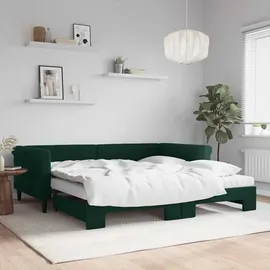 vidaXL Tagesbett Ausziehbar mit Matratzen Dunkelgrün 100x200 cm Samt