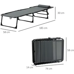 Outsunny - Sonnenliege - 185Lx58Wx30Hcm - Grau