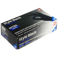 Ampri Style Black puderfreie Nitrilhandschuhe, Untersuchungshandschuhe latexfrei, 100 Stück, Gr.S