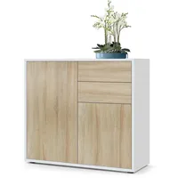 Vladon Kommode, Eiche San Remo, 79x74x36 cm, Wohnzimmer, Kommoden