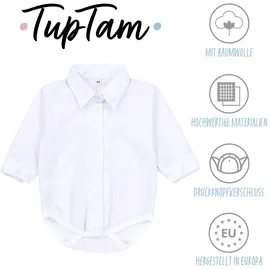 TupTam Body Jungen Baby Hemd-Body Langarm mit Kragen Jungen, Gr. 86 N-Gr, weiß, Obermaterial: 50% Baumwolle CO. 50% Polyester PES., Bodys