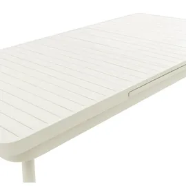 Idimex Gartenmöbel Set SUNNY mit ausziehbarem Esstisch und 8 Stühlen, Esstisch Gestell aus Alu in weiß, Seilbespannung der Stühle in beige, Essgruppe ... - Weiß