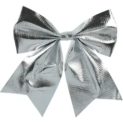 Schleifen 17cm 2er Set Geschenkschleifen Weihnachtsschleifen Dekoschleifen festliche Dekoration Weihnachten Hochzeit silber metallic