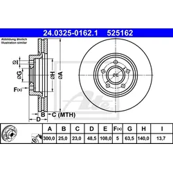 ATE Bremsscheibe vorne rechts links belüftet 300mm für FORD VOLVO 31362412 31381375 31400937 1420-21253