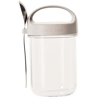 perfk Übernacht-Haferglas mit Deckel, Salatbecher, Joghurt-Parfait-Becher, tragbarer Take-and-Go-Joghurtbecher für unterwegs für, Grau