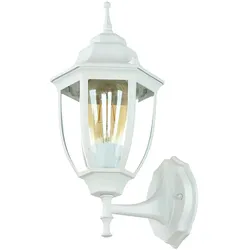 Licht-Erlebnisse Außenwandlampe Weiß aus Aluminium Glas E27 H:35,5cm IP44 Rustikale Außenleuchte Hof Garten Balkon Terrasse, 3371white