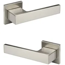 HEXIM Designer Türgarnitur, Zimmer Türgriff WC / Bad Aluminium matt in 4 Farben - Ricardo Borelli Q06: nickel matt, Türgriffe