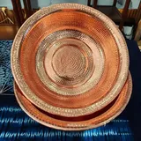 8L Tragbare Pediküre Kupferschüssel, handgehämmertes Kupferbecken, Durchmesser 41 cm, Design mit lockigem Rand, handgehämmert + gebogene Kanten für Hochzeitsfeier, Gesichtswäsche, Fußbad und Füße