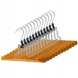 Kadax Hosenbügel aus Holz, Kleiderbügel für Kleidung, Hosen, Rock, Hosenspanner, Rockbügel, Rockspanner, 360°drehbarer Haken aus Metall, rutschfest, Klemmbügel, platzsparend (12)